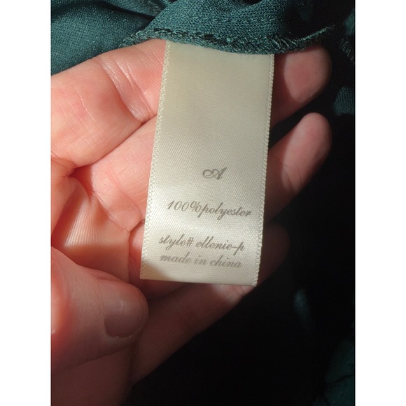 Arula Ellenie-P Green Floral Burnout Smocked Tiered Mini Dress Womens A 1X 14 G2 - Picture 9 of 9